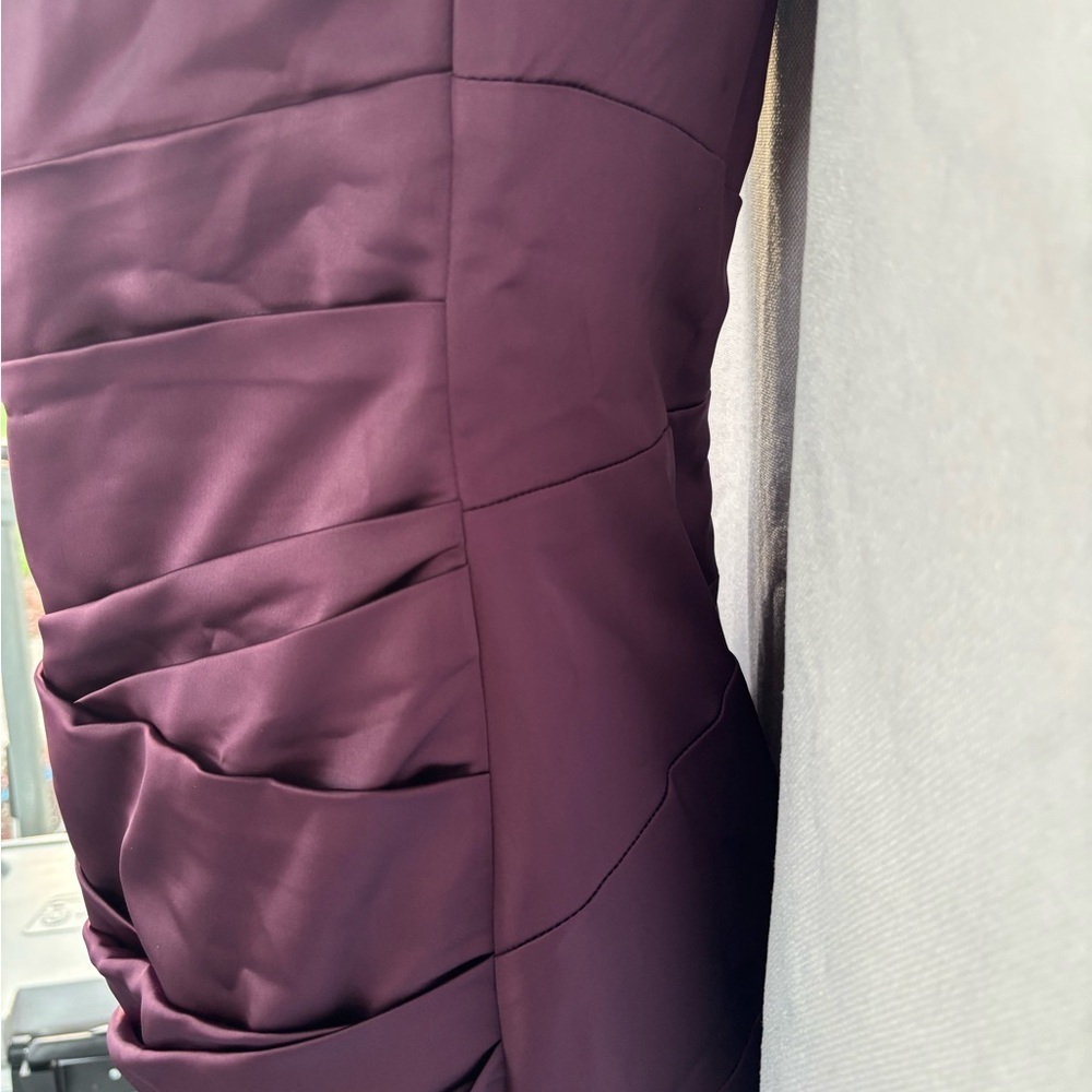 David's Bridal Asymmetrical Plum Dress - Picture 4 of 15